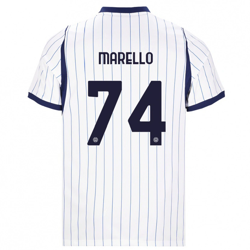 DanxenレディースMattia Marello#74ホワイト ネイビーブルーアウェイシャツ2026/27ジャージーユニフォーム