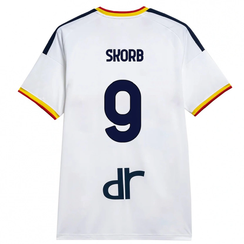 DanxenレディースFilip Skorb#9ホワイト イエロー レッドアウェイシャツ2026/27ジャージーユニフォーム
