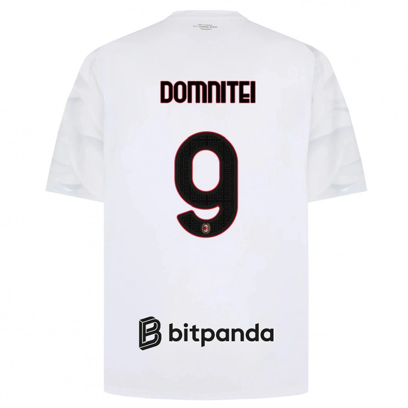DanxenレディースFrancesco Domniței#9ホワイト レッド ブラックアウェイシャツ2026/27ジャージーユニフォーム
