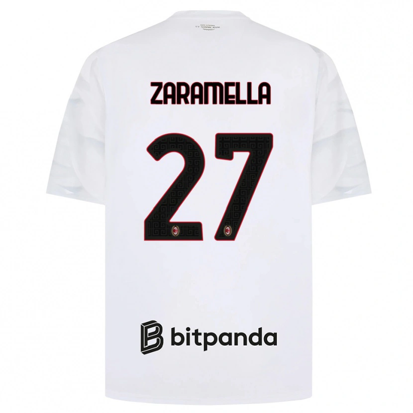 DanxenレディースMattia Zaramella#27ホワイト レッド ブラックアウェイシャツ2026/27ジャージーユニフォーム