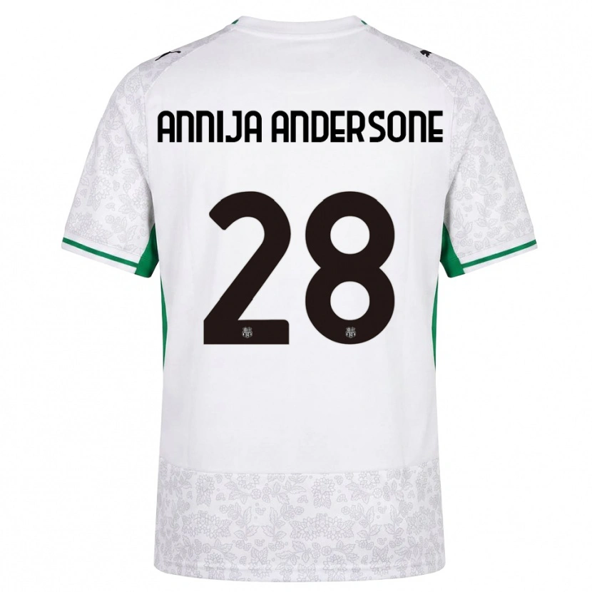 DanxenレディースGabriela Annija Andersone#28ホワイト ブラック グリーンアウェイシャツ2026/27ジャージーユニフォーム