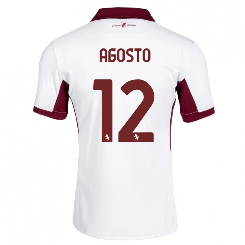 DanxenレディースGabriel Agosto#12バーガンディ ホワイト レッドアウェイシャツ2026/27ジャージーユニフォーム