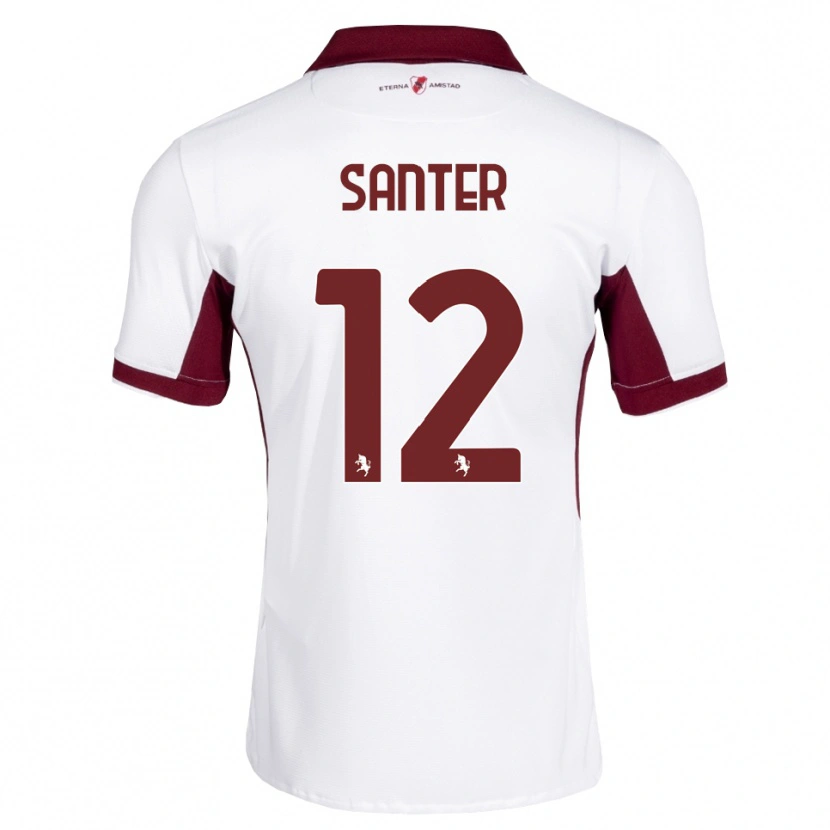 DanxenレディースLeonardo Santer#12バーガンディ ホワイト レッドアウェイシャツ2026/27ジャージーユニフォーム