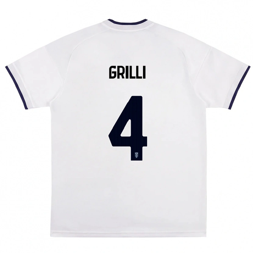 DanxenレディースFederico Grilli#4ホワイト レッド ロイヤルブルーアウェイシャツ2026/27ジャージーユニフォーム