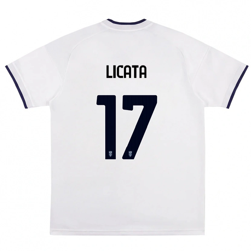DanxenレディースAlessandro Licata#17ホワイト レッド ロイヤルブルーアウェイシャツ2026/27ジャージーユニフォーム