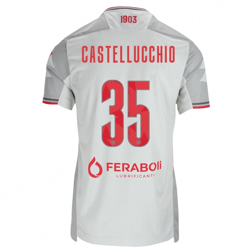 DanxenレディースGabriele Castellucchio#35グレー ホワイト レッドアウェイシャツ2026/27ジャージーユニフォーム