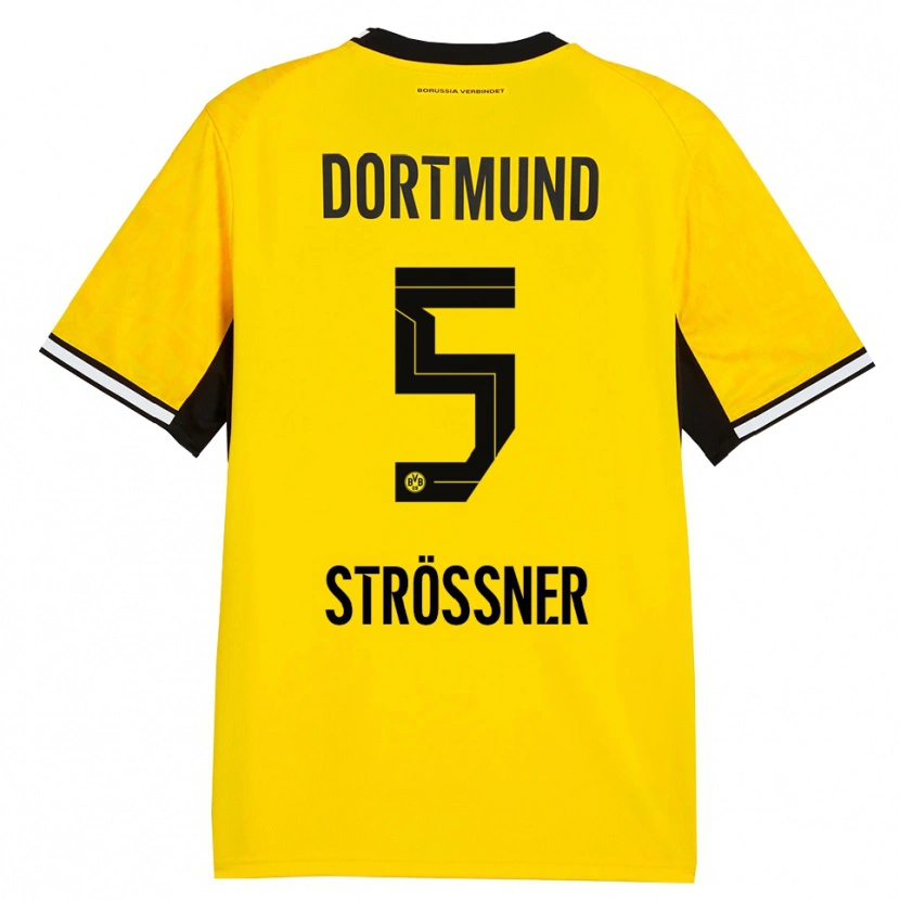 DanxenキッズLenni Strößner#5イエロー ブラック ホワイトホームシャツ2026/27ジャージーユニフォーム