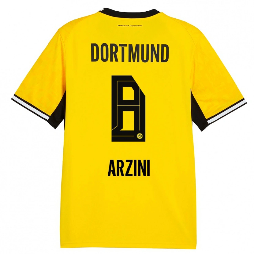 DanxenキッズIlyas Arzini#8イエロー ブラック ホワイトホームシャツ2026/27ジャージーユニフォーム