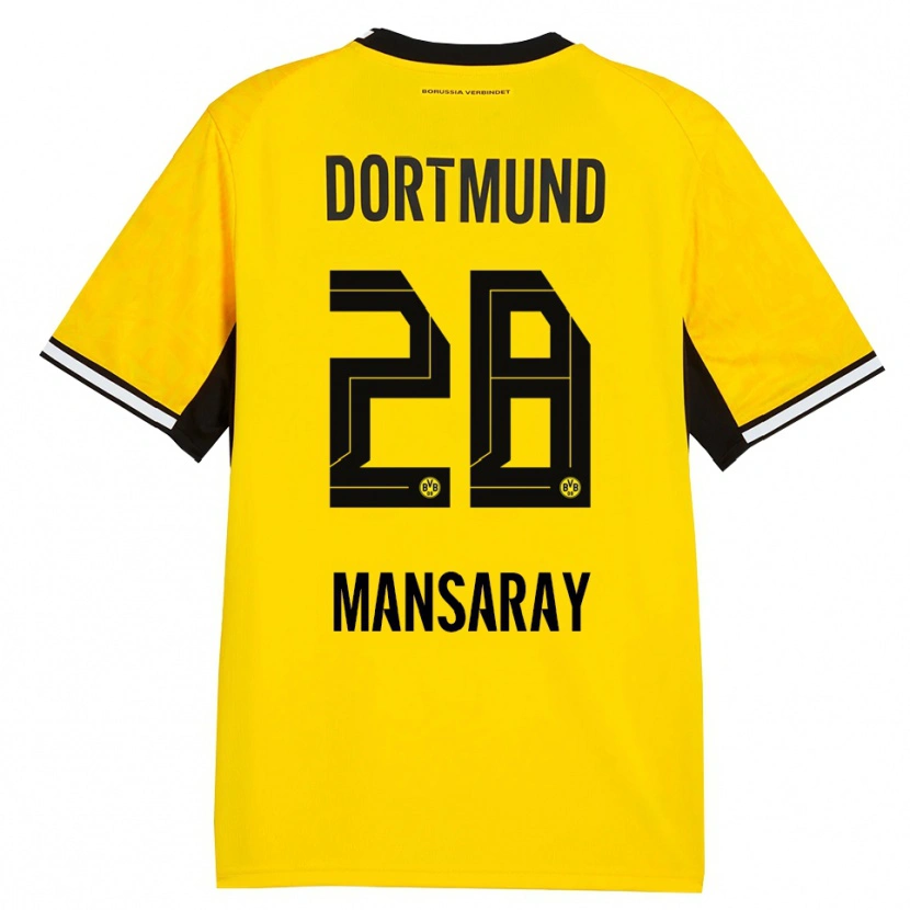 DanxenキッズIsmael Mansaray#28イエロー ブラック ホワイトホームシャツ2026/27ジャージーユニフォーム