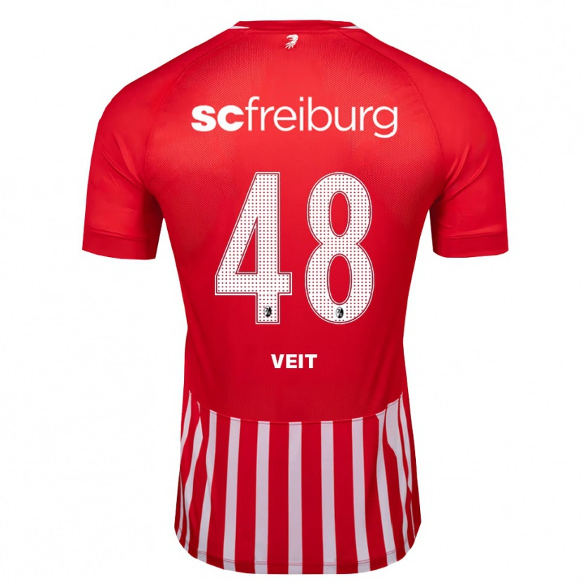 DanxenキッズJannik Veit#48レッド ホワイト ブラックホームシャツ2026/27ジャージーユニフォーム