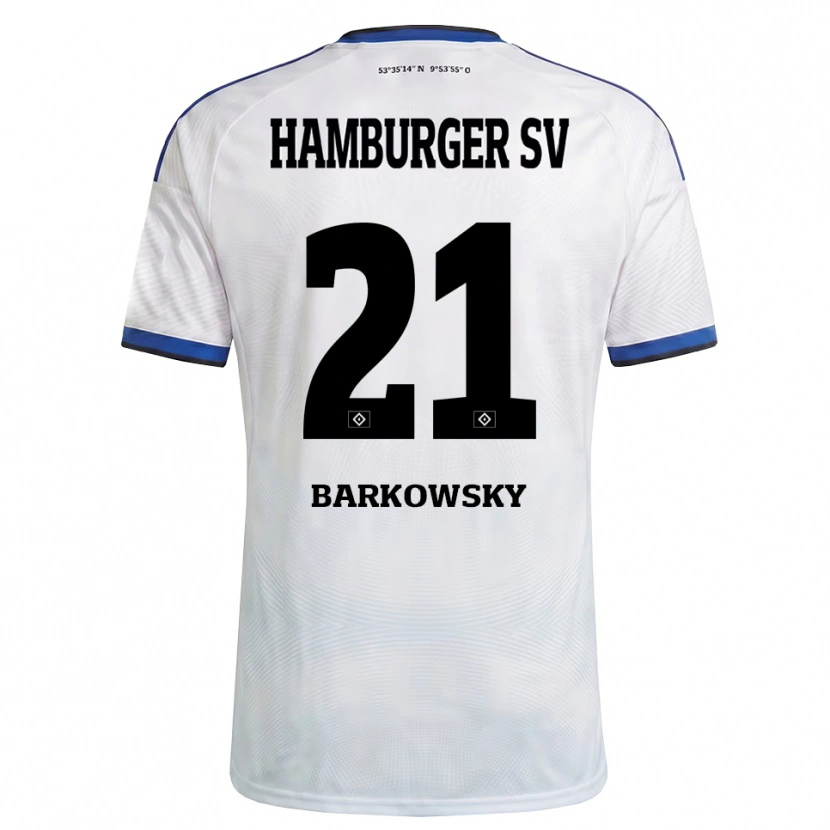 Danxenキッズフィン・バーコウスキー#21ホワイト ブラック ブルーホームシャツ2026/27ジャージーユニフォーム