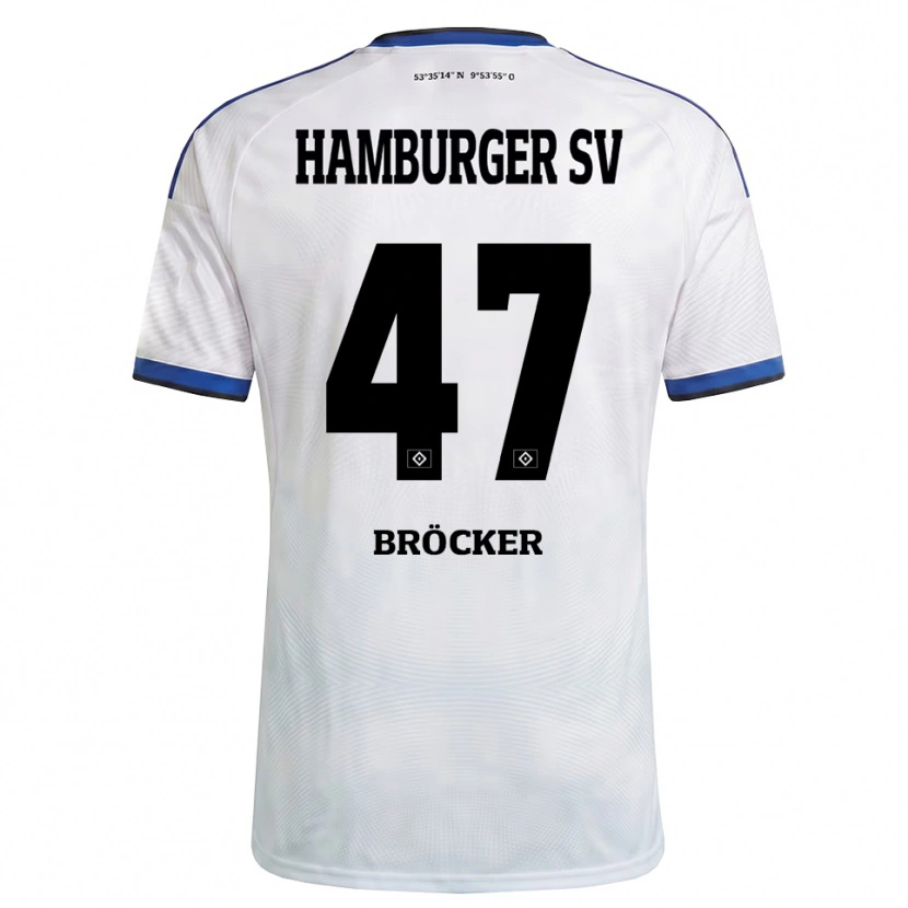 DanxenキッズMads Bröcker#47ホワイト ブラック ブルーホームシャツ2026/27ジャージーユニフォーム