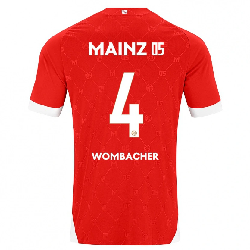 DanxenキッズFynn Wombacher#4レッド ホワイトホームシャツ2026/27ジャージーユニフォーム