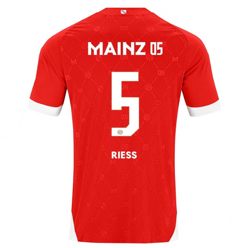 DanxenキッズFabian Rieß#5レッド ホワイトホームシャツ2026/27ジャージーユニフォーム