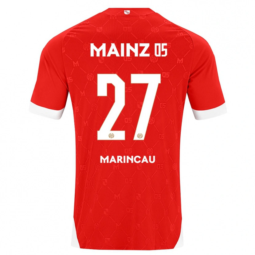 DanxenキッズEmanuel Marincău#27レッド ホワイトホームシャツ2026/27ジャージーユニフォーム