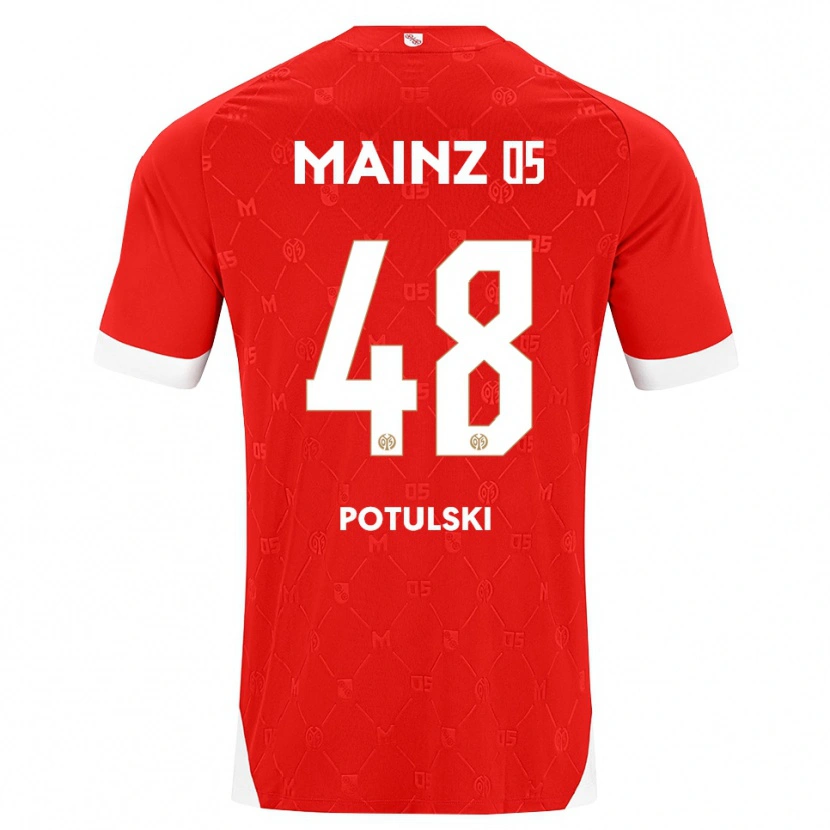 DanxenキッズKacper Potulski#48レッド ホワイトホームシャツ2026/27ジャージーユニフォーム