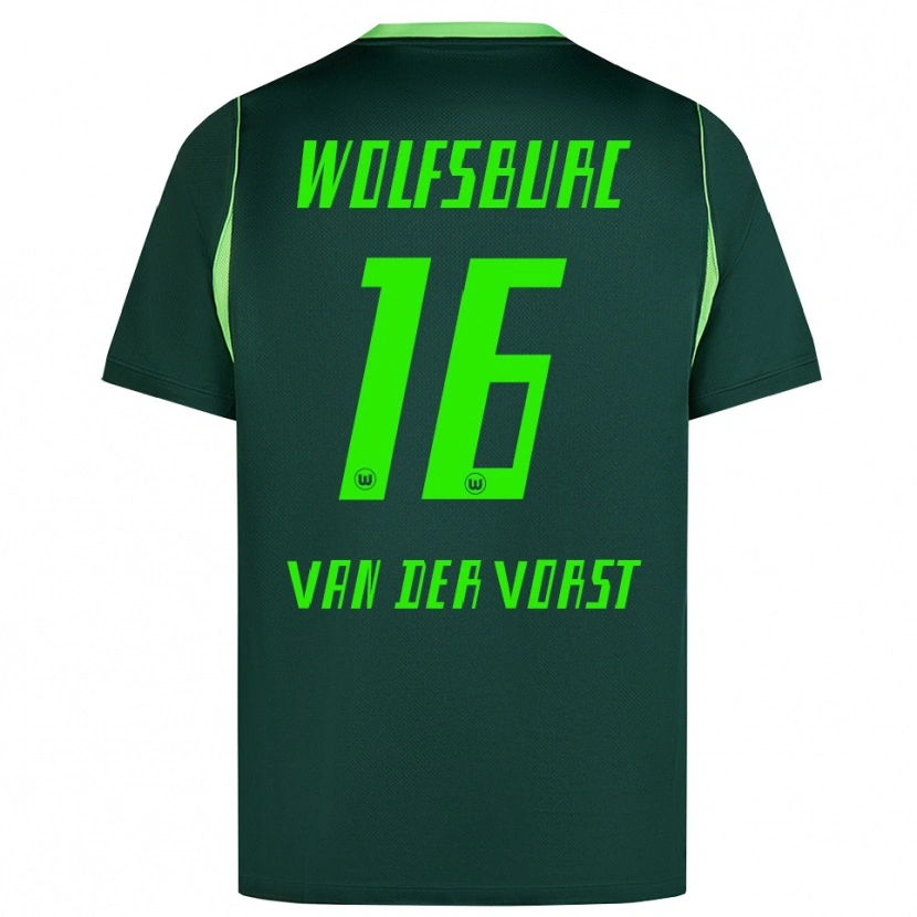 DanxenキッズFynn Van Der Vorst#16ダークグリーン ホワイトホームシャツ2026/27ジャージーユニフォーム