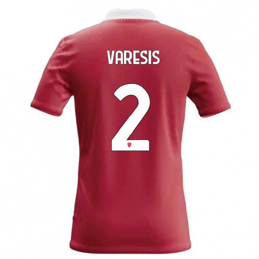 DanxenキッズKonstantinos Varesis#2赤 白ホームシャツ2026/27ジャージーユニフォーム