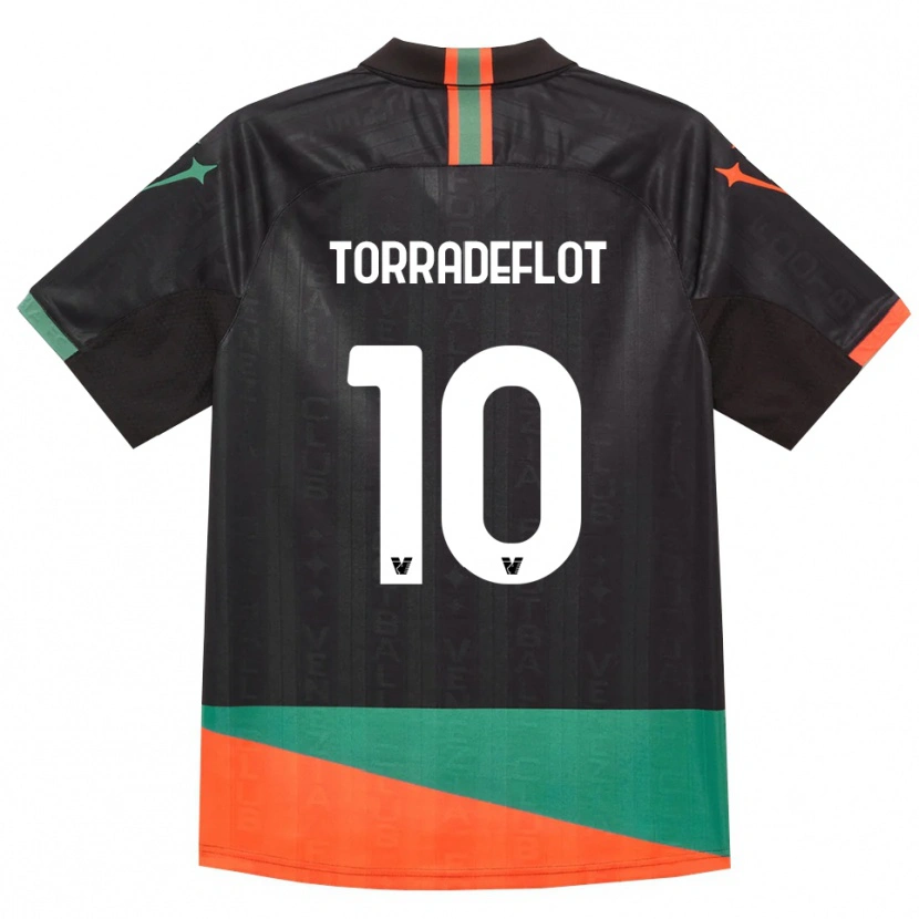 DanxenキッズQueral Torradeflot#10ブラック オレンジ グリーンホームシャツ2026/27ジャージーユニフォーム
