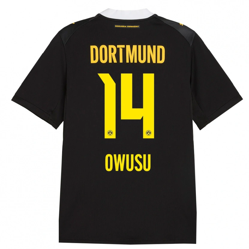 DanxenキッズNathanael Owusu#14ブラック レッド イエローアウェイシャツ2026/27ジャージーユニフォーム