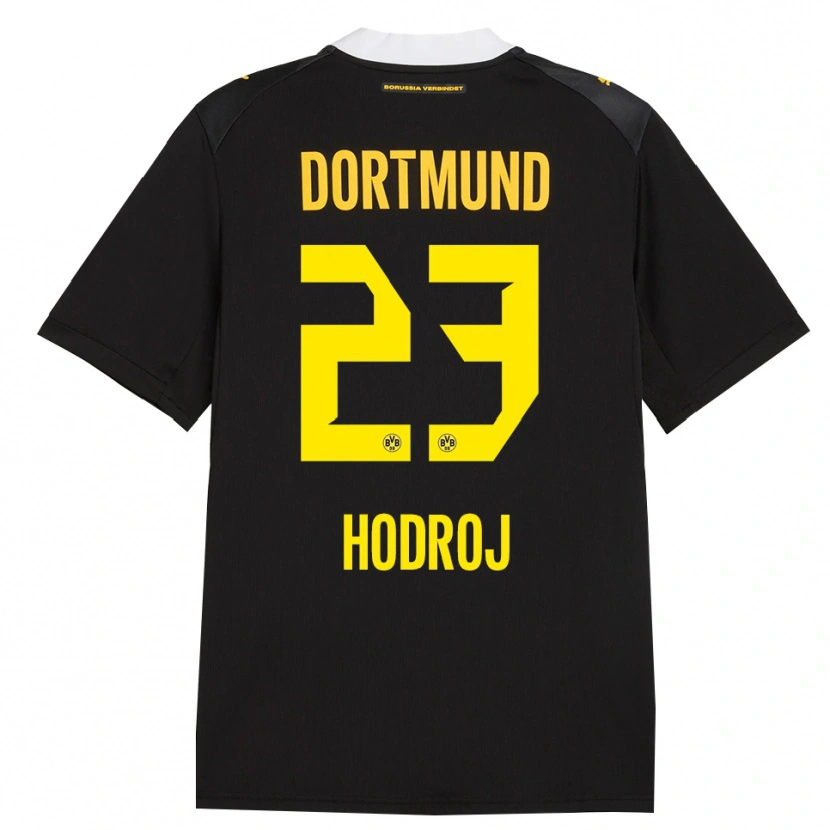 DanxenキッズMalik Hodroj#23ブラック レッド イエローアウェイシャツ2026/27ジャージーユニフォーム