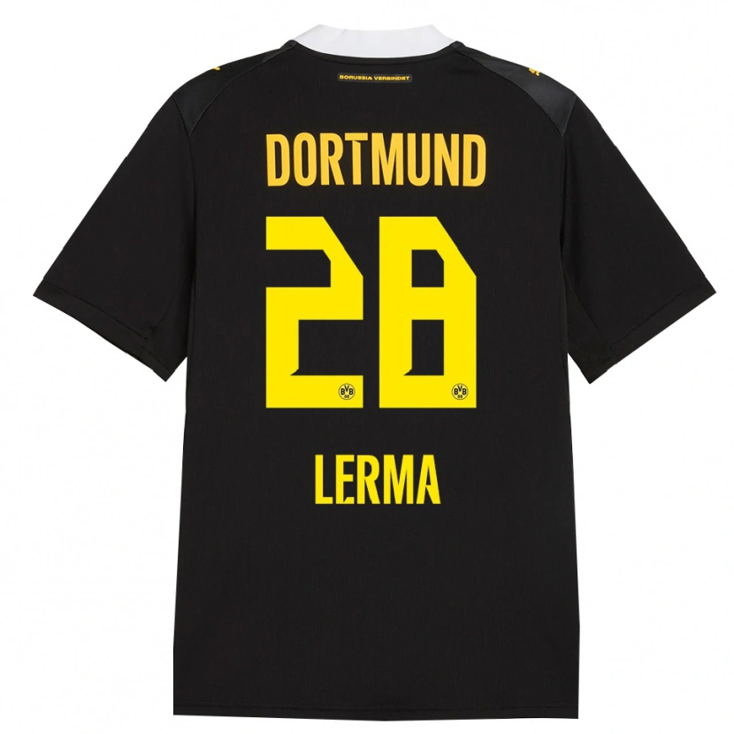 Danxenキッズジャスティン・レルマ#28ブラック レッド イエローアウェイシャツ2026/27ジャージーユニフォーム