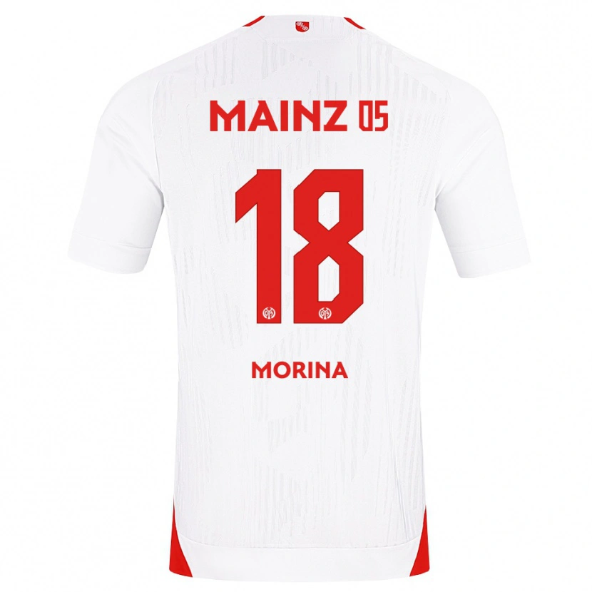 DanxenキッズGenti Morina#18ホワイト レッド イエローアウェイシャツ2026/27ジャージーユニフォーム