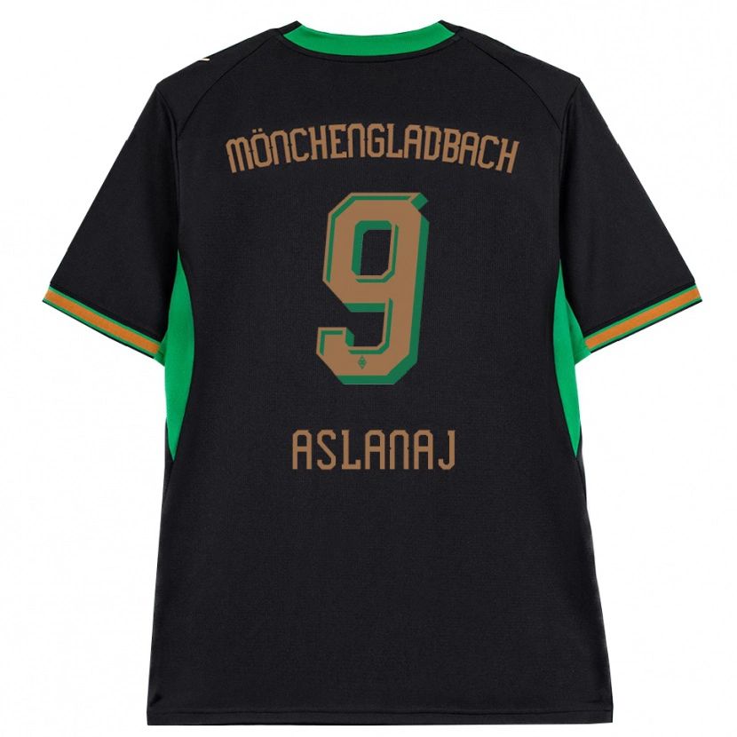 DanxenキッズFlaka Aslanaj#9ブラック オレンジ グリーン ブラウンアウェイシャツ2026/27ジャージーユニフォーム