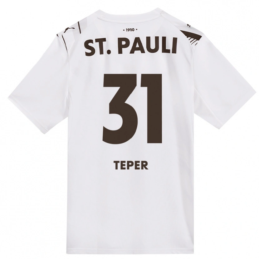 DanxenキッズM. Teper#31カフェ ホワイト レッドアウェイシャツ2026/27ジャージーユニフォーム