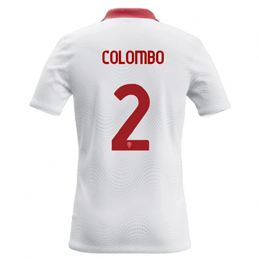 DanxenキッズDavide Colombo#2白 赤アウェイシャツ2026/27ジャージーユニフォーム