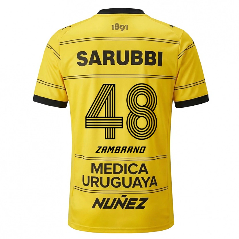 Danxenキッズカルロス・ザンブラーノ#48黄色 黒アウェイシャツ2026/27ジャージーユニフォーム