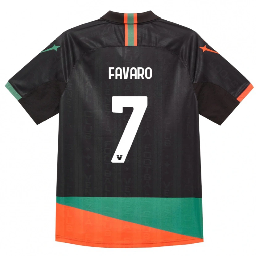 DanxenメンズFederico Favaro#7ブラック オレンジ グリーンホームシャツ2026/27ジャージーユニフォーム