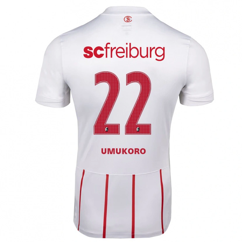DanxenメンズJayden Umukoro#22ホワイト レッド イエローアウェイシャツ2026/27ジャージーユニフォーム