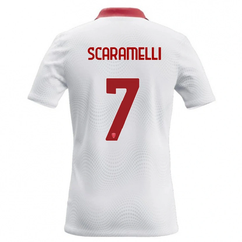 DanxenメンズEndris Scaramelli#7白 赤アウェイシャツ2026/27ジャージーユニフォーム