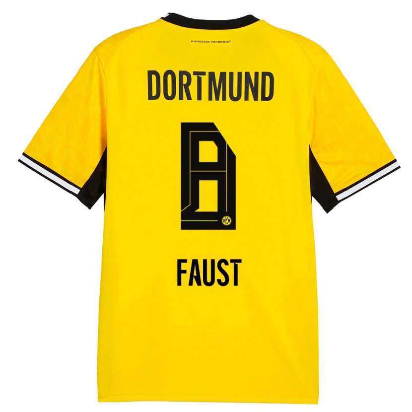DanxenレディースTom Faust#8イエロー ブラック ホワイトホームシャツ2026/27ジャージーユニフォーム