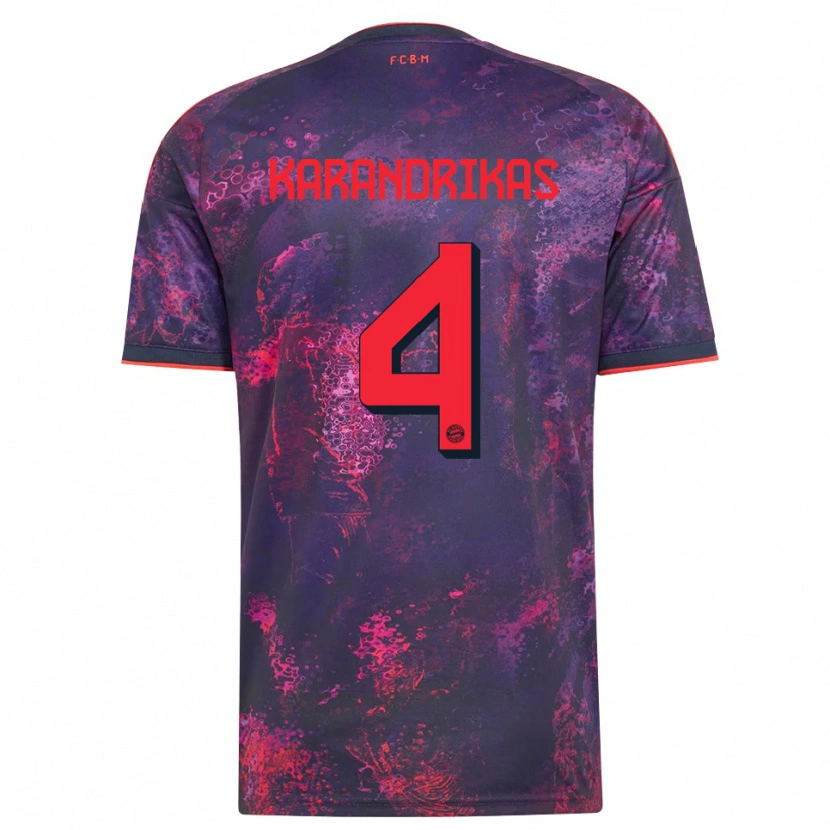 DanxenレディースKonstantinos Karandrikas#4パープル レッドサードユニフォームシャツ2026/27ジャージーユニフォーム
