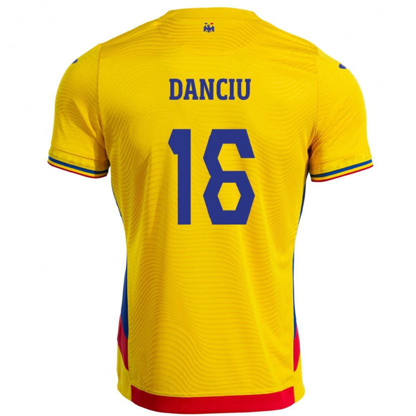 DanxenキッズルーマニアMarian Danciu#16イエローホームシャツ24-26ジャージーユニフォーム
