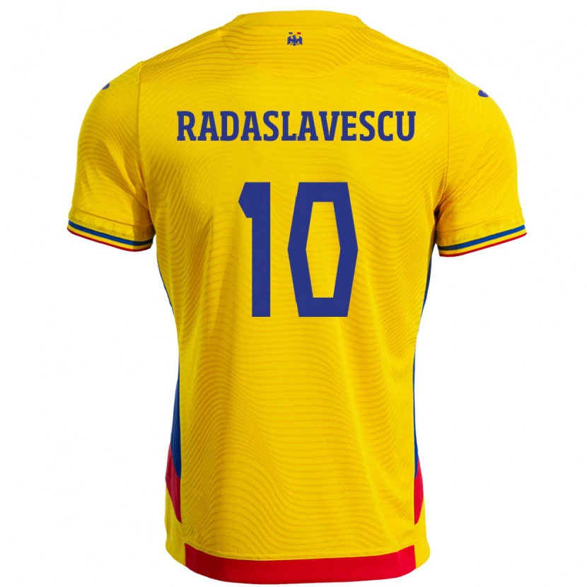 DanxenキッズルーマニアEduard Radaslavescu#10イエローホームシャツ24-26ジャージーユニフォーム