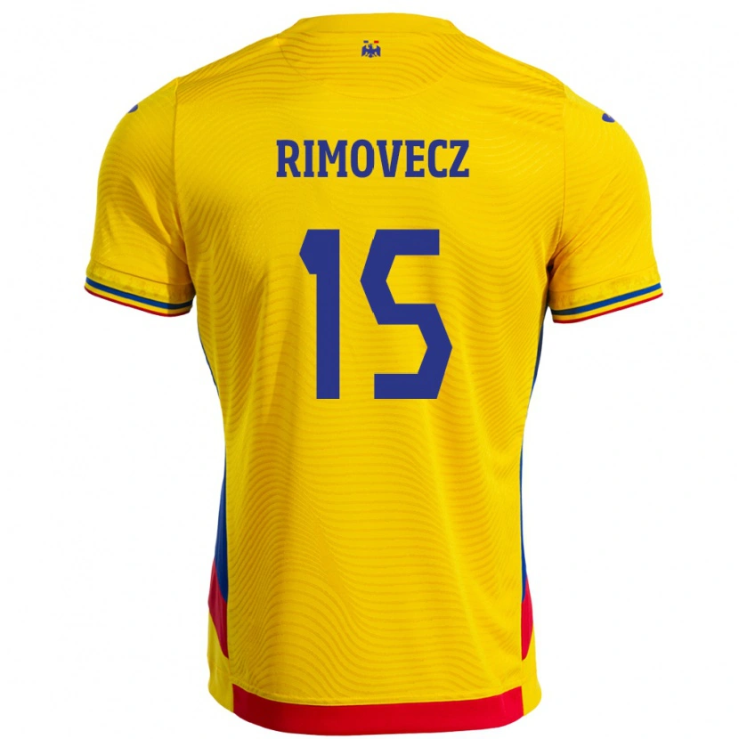 DanxenキッズルーマニアSergiu Rimovecz#15イエローホームシャツ24-26ジャージーユニフォーム