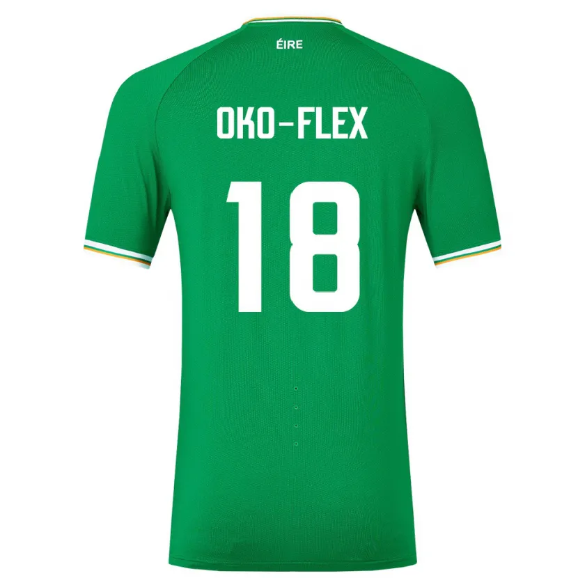 Danxenキッズアイルランド島アームストロング・オコフレックス#18緑ホームシャツ24-26ジャージーユニフォーム