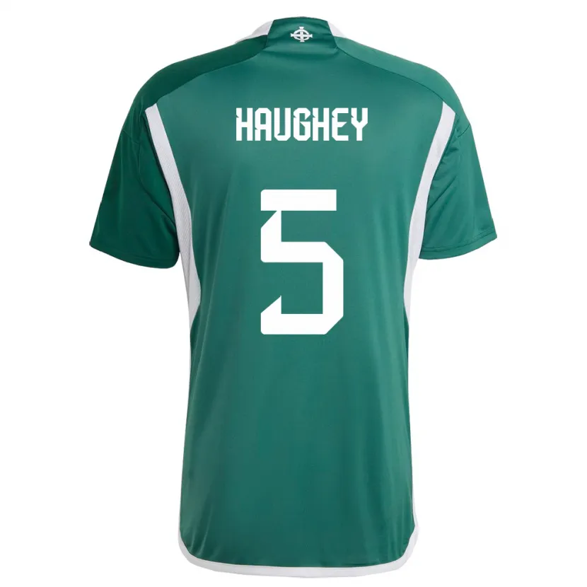 Danxenキッズ北アイルランドConor Haughey#5緑ホームシャツ24-26ジャージーユニフォーム