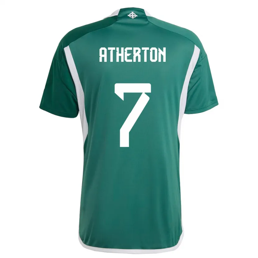 Danxenキッズ北アイルランドChris Atherton#7緑ホームシャツ24-26ジャージーユニフォーム
