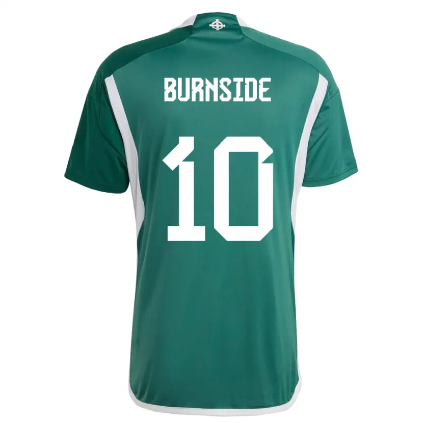 Danxenキッズ北アイルランドCallum Burnside#10緑ホームシャツ24-26ジャージーユニフォーム