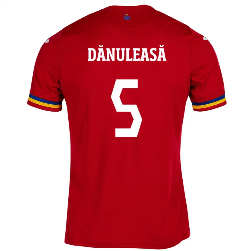 DanxenキッズルーマニアGabriel Dănuleasă#5赤アウェイシャツ24-26ジャージーユニフォーム