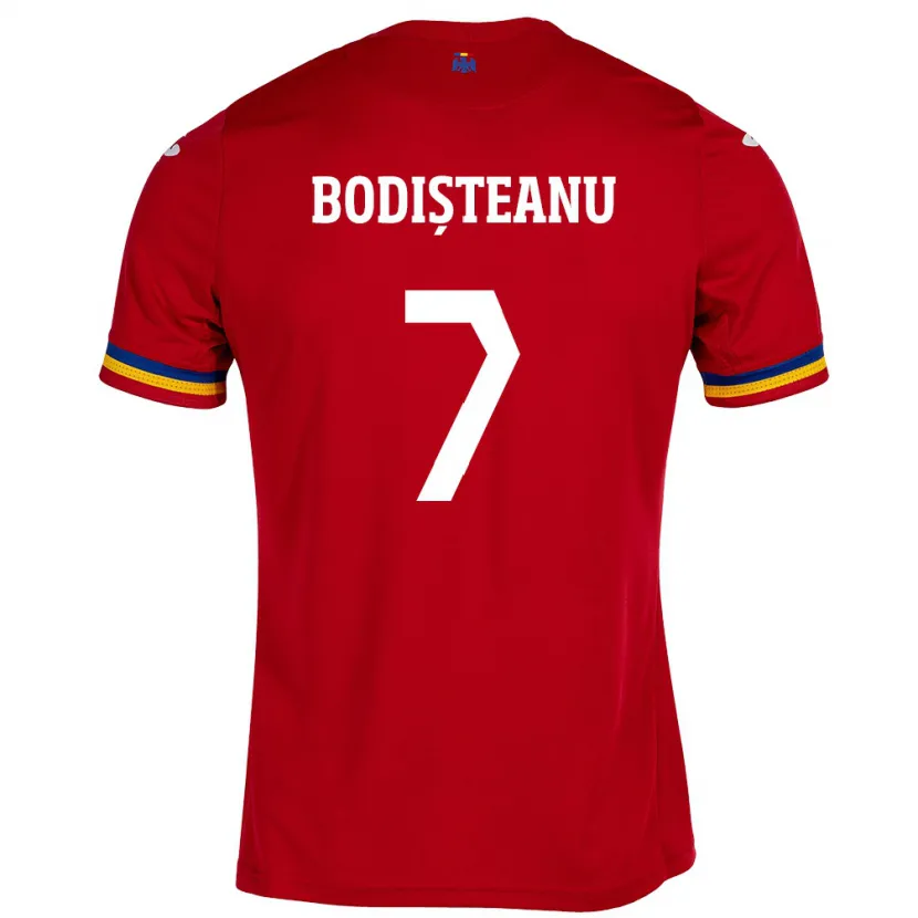 DanxenキッズルーマニアȘtefan Bodișteanu#7赤アウェイシャツ24-26ジャージーユニフォーム