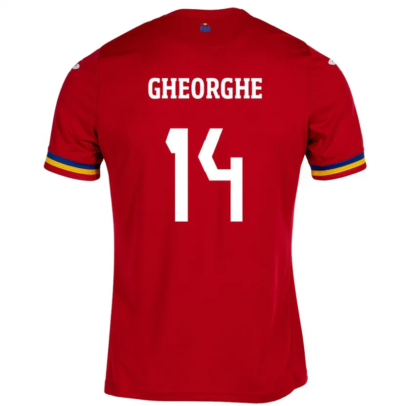 DanxenキッズルーマニアCostyn Gheorghe#14赤アウェイシャツ24-26ジャージーユニフォーム