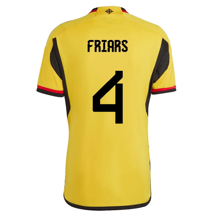 Danxenキッズ北アイルランドAlfie Friars#4白アウェイシャツ24-26ジャージーユニフォーム