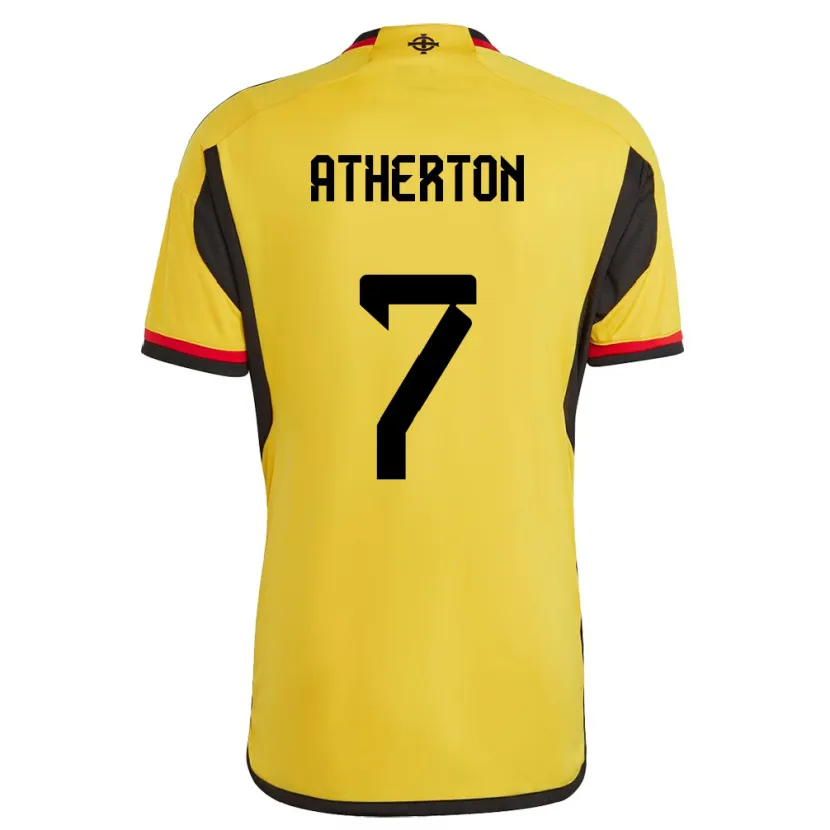 Danxenキッズ北アイルランドChris Atherton#7白アウェイシャツ24-26ジャージーユニフォーム