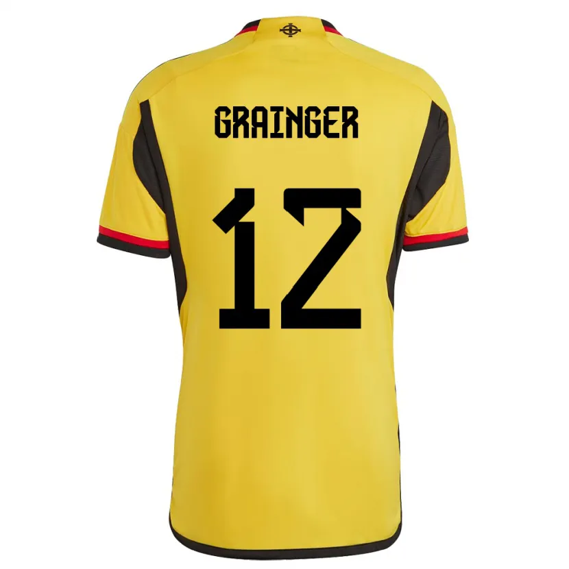 Danxenキッズ北アイルランドOwen Grainger#12白アウェイシャツ24-26ジャージーユニフォーム