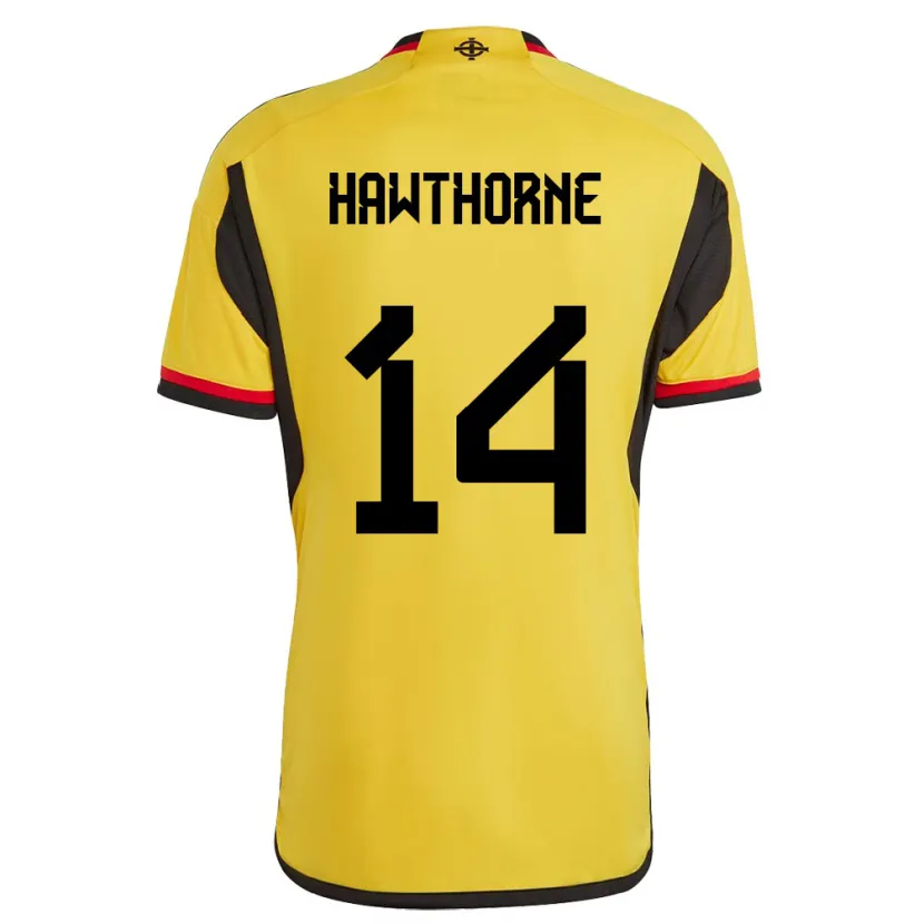 Danxenキッズ北アイルランドKeevan Hawthorne#14白アウェイシャツ24-26ジャージーユニフォーム